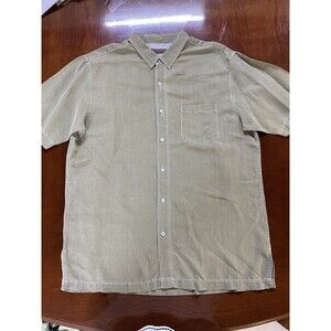 Tori Richard Shirt Mens X large Olive Green Silk Short Sleeve Button Up